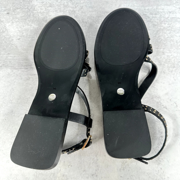 Zara Studded Women's 38 EU / 7.5 Shoes Black Sandals Straps - Picture 4 of 7